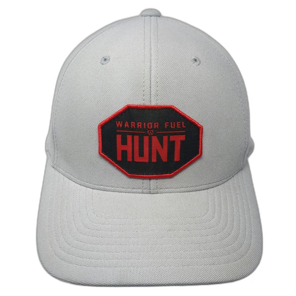 Flexfit 110 Baseball Cap Gray One Size Warrior Fuel Hunt Hat Strapback Patch